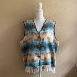 VINTAGE RHONDA STARK WOOL BLEND SOUTHWEST VEST 2X